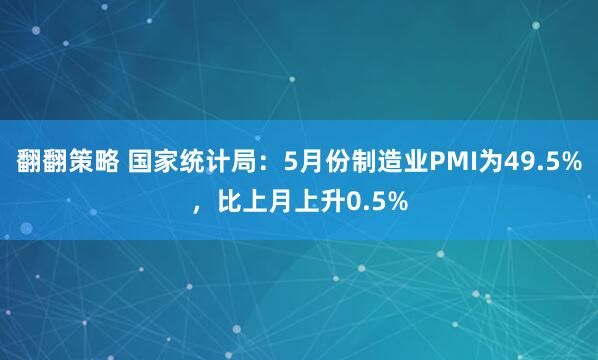 翻翻策略 国家统计局：5月份制造业PMI为49.5%，比上月上升0.5%