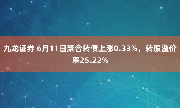 九龙证券 6月11日聚合转债上涨0.33%，转股溢价率25.22%