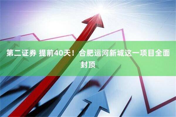 第二证券 提前40天！合肥运河新城这一项目全面封顶