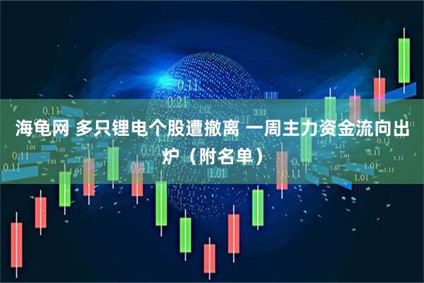 海龟网 多只锂电个股遭撤离 一周主力资金流向出炉（附名单）